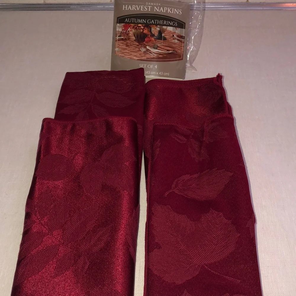 Dasmask Harvest Autumn Gatherings Thanksgiving Napkins Set (4) Burgundy Red‎
